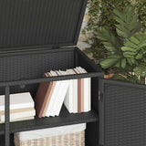 Garden Storage Cabinet Black 110x55x60.5 cm Poly Rattan - 45-Degree Angle