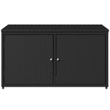 Garden Storage Cabinet Black 110x55x60.5 cm Poly Rattan - Rear View