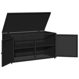 Garden Storage Cabinet Black 110x55x60.5 cm Poly Rattan - Close-Up Angle