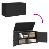 Garden Storage Cabinet Black 110x55x60.5 cm Poly Rattan - Extra Image