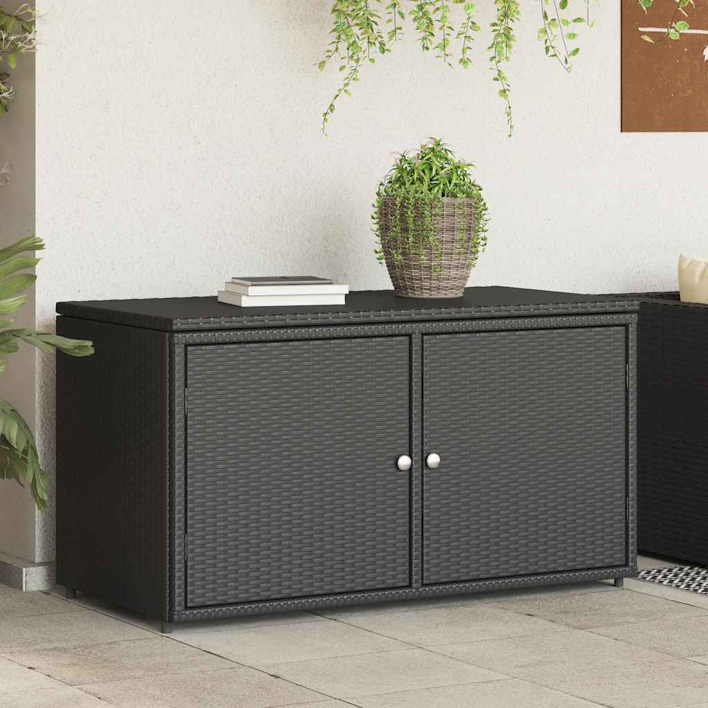 Garden Storage Cabinet Black 110x55x60.5 cm Poly Rattan