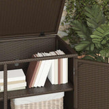 Garden Storage Cabinet Brown 110x55x60.5 cm Poly Rattan - 45-Degree Angle