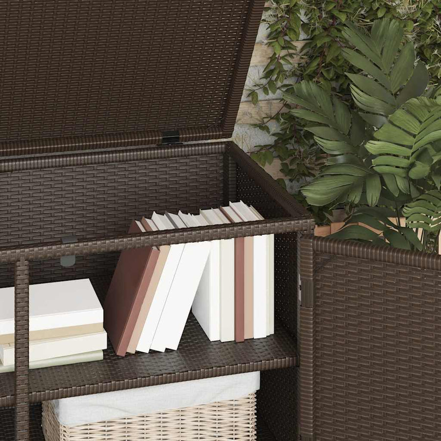 Garden Storage Cabinet Brown 110x55x60.5 cm Poly Rattan