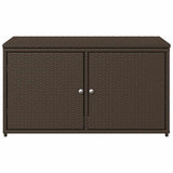 Garden Storage Cabinet Brown 110x55x60.5 cm Poly Rattan - Rear View