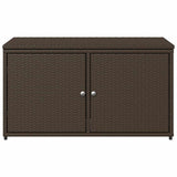 Garden Storage Cabinet Brown 110x55x60.5 cm Poly Rattan - Close-Up Angle