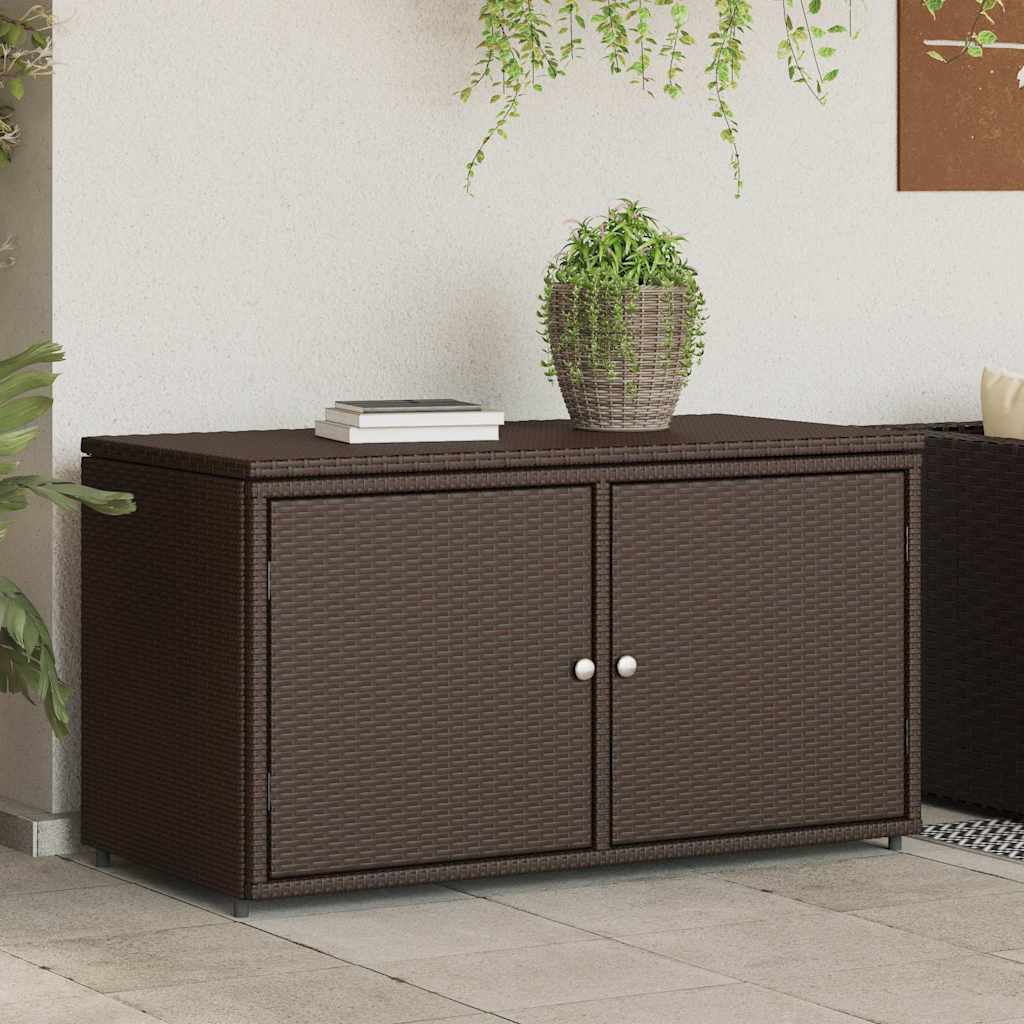 Garden Storage Cabinet Brown 110x55x60.5 cm Poly Rattan