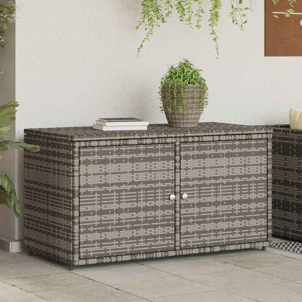 Garden Storage Cabinet Grey 110x55x60.5 cm Poly Rattan