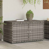Garden Storage Cabinet Grey 110x55x60.5 cm Poly Rattan - Side View