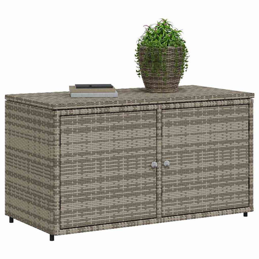 Garden Storage Cabinet Grey 110x55x60.5 cm Poly Rattan