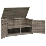 Garden Storage Cabinet Grey 110x55x60.5 cm Poly Rattan - Close-Up Angle