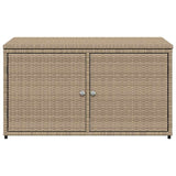 Garden Storage Cabinet Beige 110x55x60.5 cm Poly Rattan - Rear View