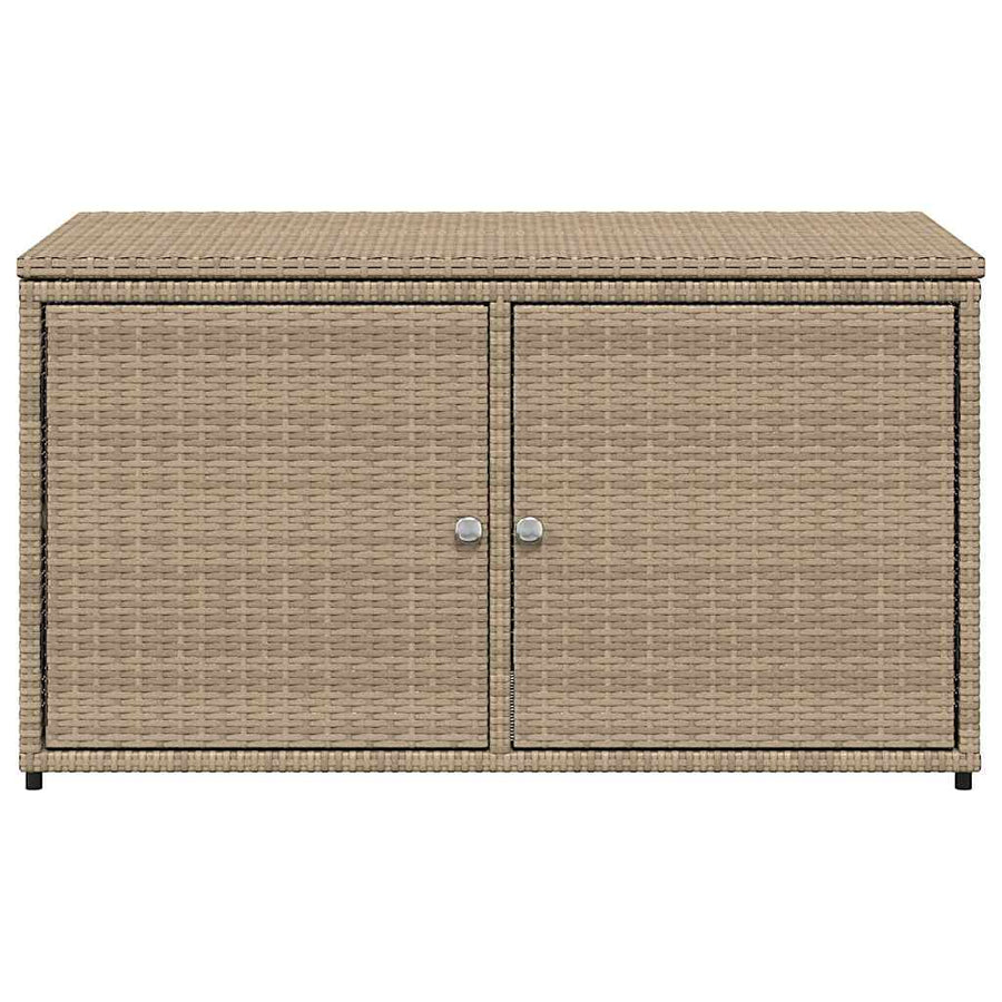 Garden Storage Cabinet Beige 110x55x60.5 cm Poly Rattan