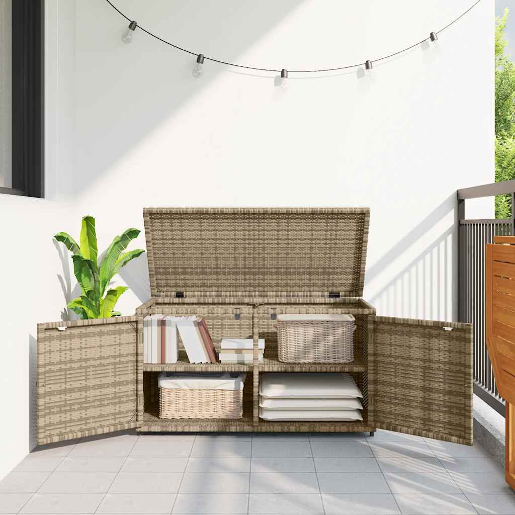 Garden Storage Cabinet Beige 110x55x60.5 cm Poly Rattan
