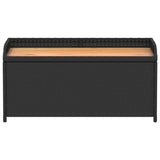 Storage Bench Black 100x50x52 cm Poly Rattan and Acacia Wood - Top-Down View