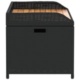 Storage Bench Black 100x50x52 cm Poly Rattan and Acacia Wood - 45-Degree Angle