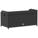 Storage Bench Black 100x50x52 cm Poly Rattan and Acacia Wood - Rear View