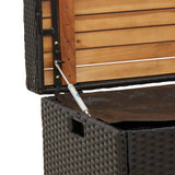 Storage Bench Black 100x50x52 cm Poly Rattan and Acacia Wood - Low Angle