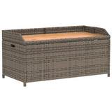 Storage Bench Grey 100x50x52 cm Poly Rattan and Acacia Wood - Front View