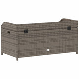 Storage Bench Grey 100x50x52 cm Poly Rattan and Acacia Wood - Rear View