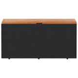 Garden Storage Box Black 110x50x54 cm Poly Rattan Acacia Wood - Top-Down View