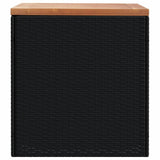 Garden Storage Box Black 110x50x54 cm Poly Rattan Acacia Wood