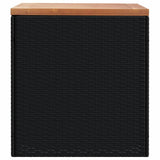 Garden Storage Box Black 110x50x54 cm Poly Rattan Acacia Wood - 45-Degree Angle