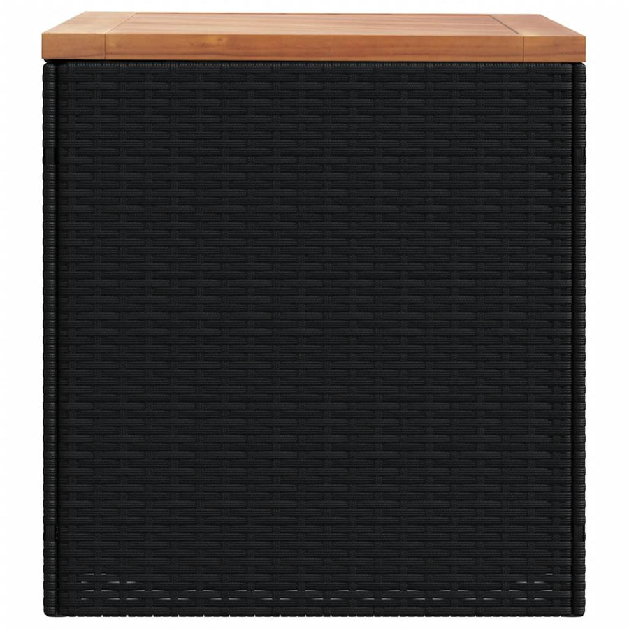 Garden Storage Box Black 110x50x54 cm Poly Rattan Acacia Wood