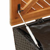Garden Storage Box Black 110x50x54 cm Poly Rattan Acacia Wood - Low Angle