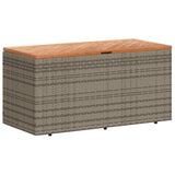 Garden Storage Box Grey 110x50x54 cm Poly Rattan Acacia Wood - Front View