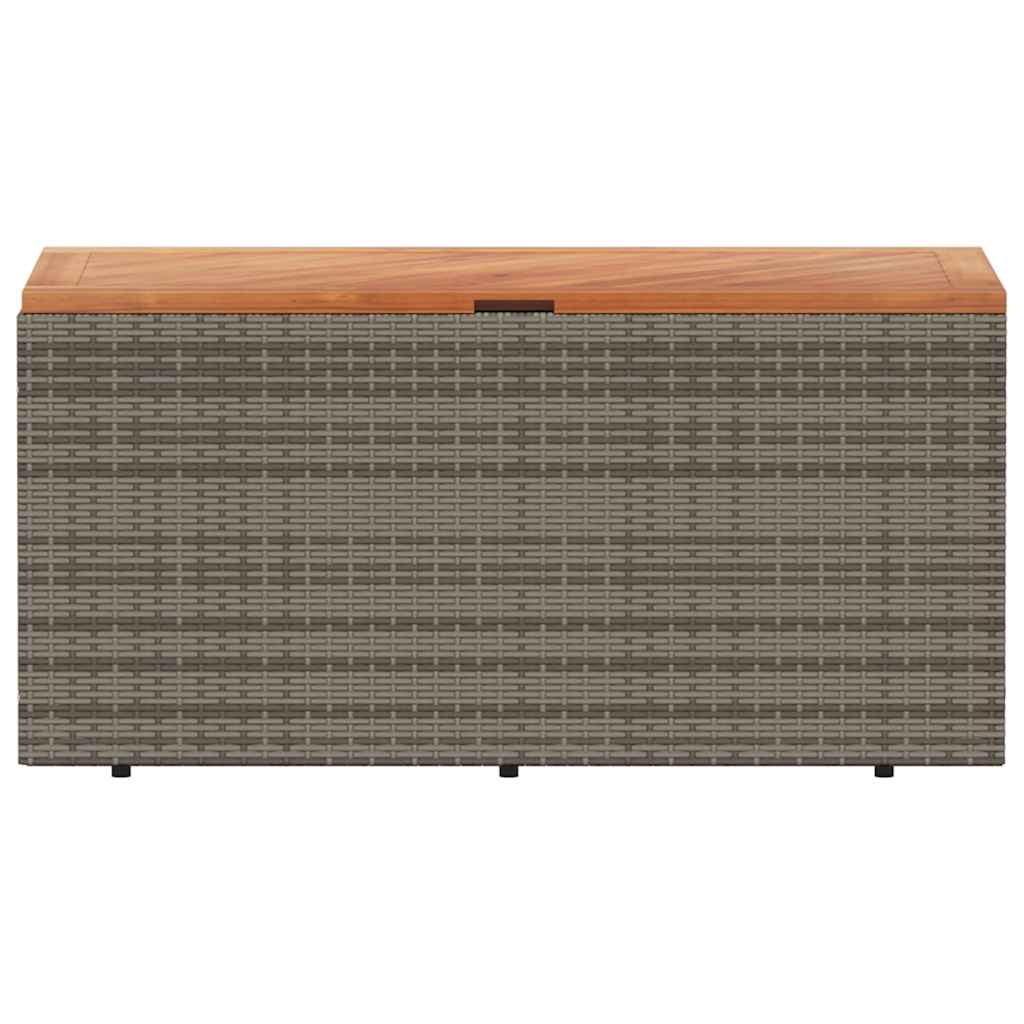 Garden Storage Box Grey 110x50x54 cm Poly Rattan Acacia Wood