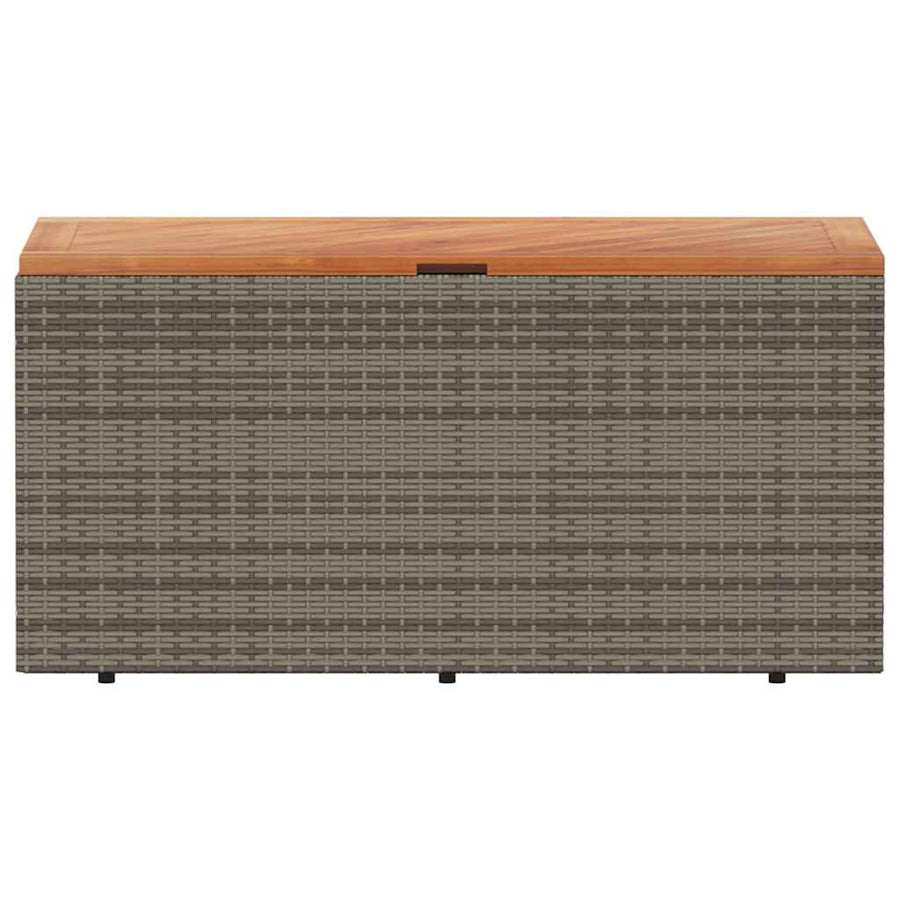 Garden Storage Box Grey 110x50x54 cm Poly Rattan Acacia Wood