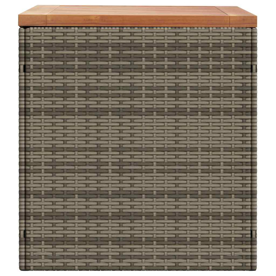 Garden Storage Box Grey 110x50x54 cm Poly Rattan Acacia Wood