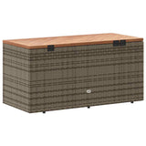 Garden Storage Box Grey 110x50x54 cm Poly Rattan Acacia Wood - Rear View