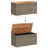 Garden Storage Box Grey 110x50x54 cm Poly Rattan Acacia Wood - Close-Up Angle