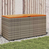 Garden Storage Box Grey 110x50x54 cm Poly Rattan Acacia Wood