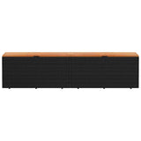 Garden Storage Box Black 220x50x54 cm Poly Rattan Acacia Wood - Top-Down View