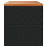 Garden Storage Box Black 220x50x54 cm Poly Rattan Acacia Wood - 45-Degree Angle
