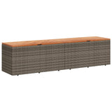 Garden Storage Box Grey 220x50x54 cm Poly Rattan Acacia Wood - Front View