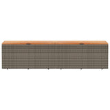 Garden Storage Box Grey 220x50x54 cm Poly Rattan Acacia Wood