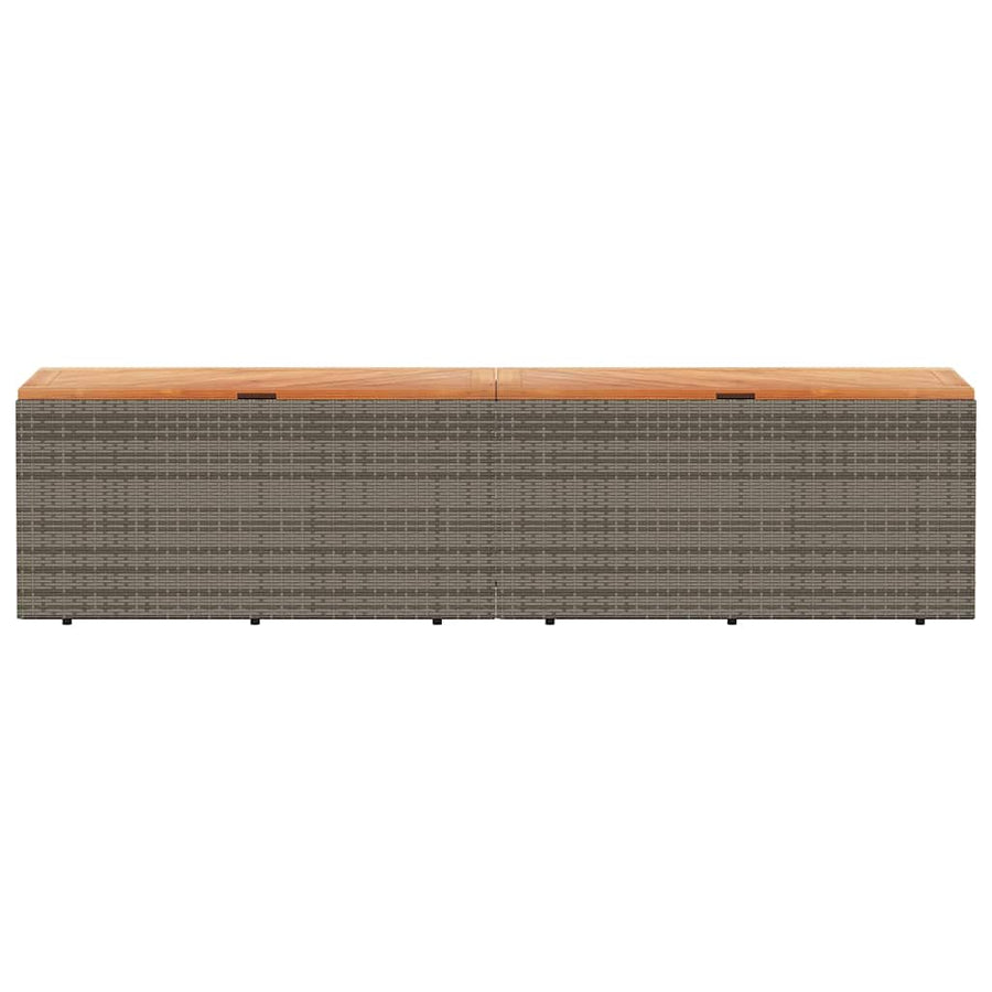 Garden Storage Box Grey 220x50x54 cm Poly Rattan Acacia Wood