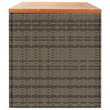Garden Storage Box Grey 220x50x54 cm Poly Rattan Acacia Wood - 45-Degree Angle