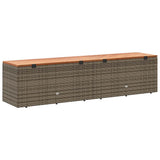 Garden Storage Box Grey 220x50x54 cm Poly Rattan Acacia Wood - Rear View