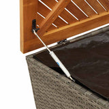 Garden Storage Box Grey 220x50x54 cm Poly Rattan Acacia Wood - Low Angle