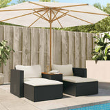 5 Piece Garden Sofa Set with Cushions Black Poly Rattan Acacia - Side View