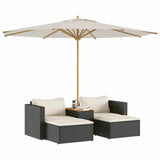 5 Piece Garden Sofa Set with Cushions Black Poly Rattan Acacia - Top-Down View