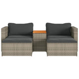5 Piece Garden Sofa Set with Cushions Grey Poly Rattan Acacia - 45-Degree Angle