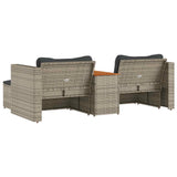 5 Piece Garden Sofa Set with Cushions Grey Poly Rattan Acacia - Close-Up Angle