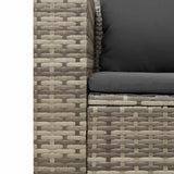 5 Piece Garden Sofa Set with Cushions Grey Poly Rattan Acacia