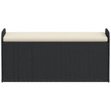 Storage Bench with Cushion Black 115x51x52 cm Poly Rattan