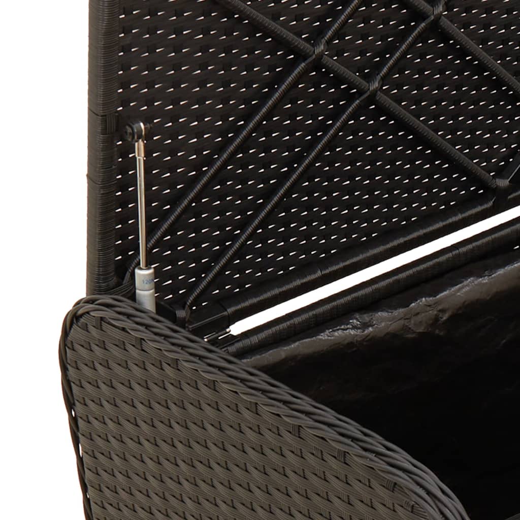 Storage Bench with Cushion Black 115x51x52 cm Poly Rattan